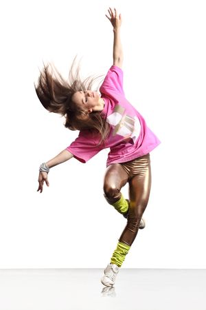 cool dancer poses in front of the white background stock photo