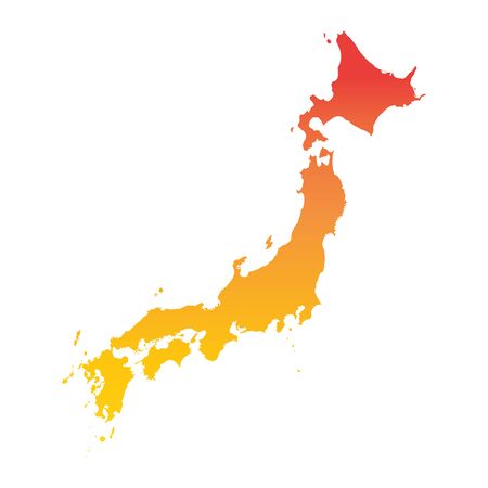 Japan Map. Colorful Orange Vector Illustrationのイラスト素材