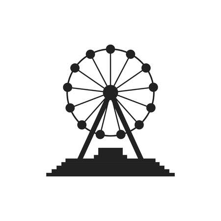 観覧車アイコン 公園のピクトグラムのビジネス コンセプト カルーセル 長い影と緑の背景のベクトル図 のイラスト素材 ベクタ Image 85863115