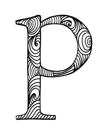 ゼンタングル様式化されたアルファベット。落書きスタイルの文字