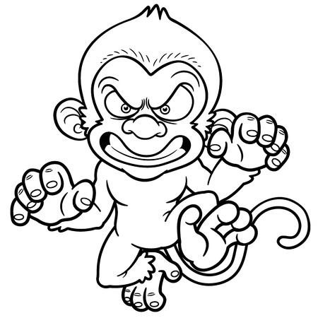 Ilustracion De Dibujos Animados Mono Con Banana Libro Para