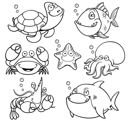 魚海黒と白のイラストを設定のイラスト素材 ベクタ Image 魚海黒と白のイラストを設定のイラスト素材 ベクタ Image