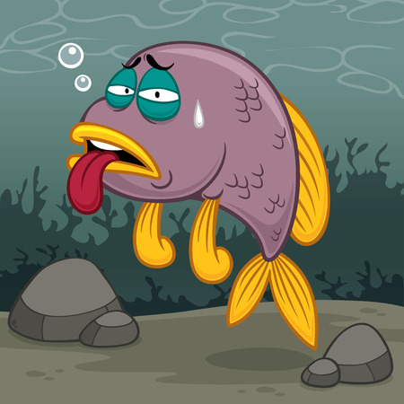 Illustration of cartoon fish sick Vector Illustration