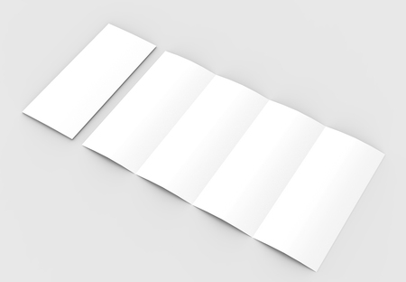 four folded 4 fold vertical brochure mock up isolated on stock