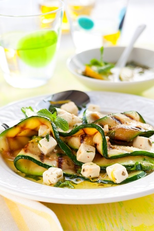 Grilled Zucchini Salad With Feta Mint And Lemon Stock Photo