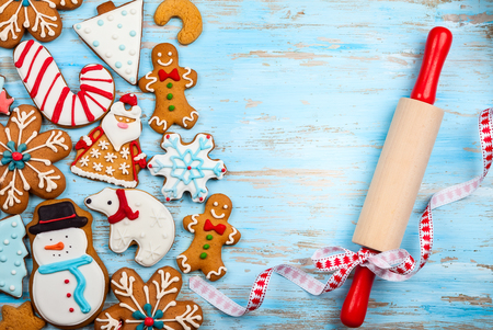 assorted homemade christmas cookies on a blue wooden background stock photo 88686379 - Homemade Christmas Cookies assorted homemade christmas cookies on a blue wooden background stock photo 88686379 - Homemade Christmas Cookies