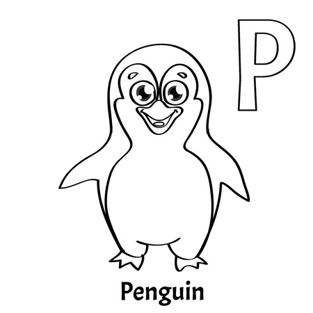 Vector Alphabet Letter P For Children Education With Funny Cartoon