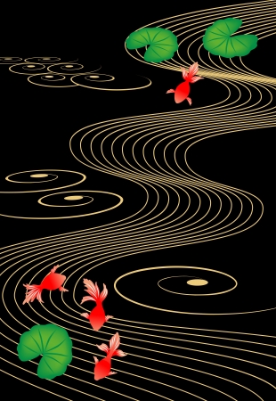 金魚和風明るい青の背景 垂直方向の位置のイラスト素材 ベクタ Image