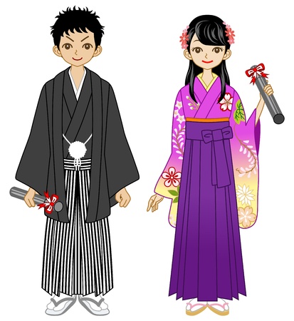 袴女ポイント のイラスト素材 ベクタ Image