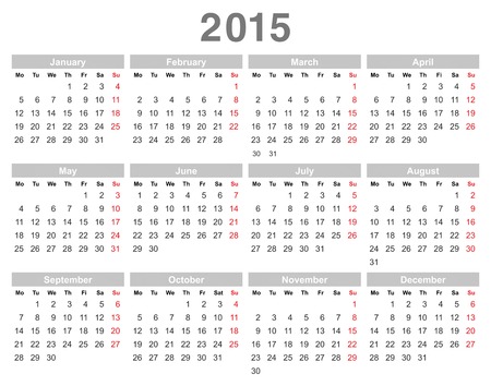 annual calendar 2015
