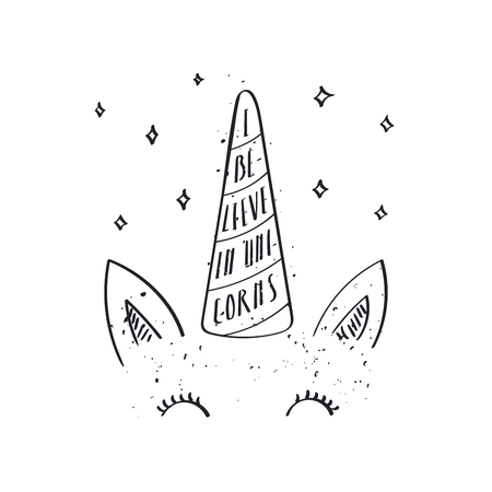 私はユニコーンを信じて文字とかわいい面白いユニコーンの手描きのベクトルの肖像画 のイラスト素材 ベクタ Image 私はユニコーンを信じて文字とかわいい面白いユニコーンの手描きのベクトルの肖像画 のイラスト素材 ベクタ Image