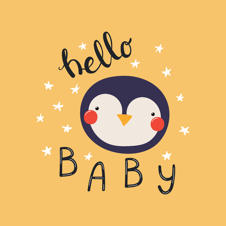 Illustration Vectorielle Dessines A La Main D Un Visage De Pingouin Drole Mignon Avec Des Etoiles Lettrage Citation Bonjour Bebe Objets Isoles Design Plat De Style Scandinave Concept Pour Les Enfants Imprimer Clip Illustration Vectorielle Dessines A La Main D Un Visage De Pingouin Drole Mignon Avec Des Etoiles Lettrage Citation Bonjour Bebe Objets Isoles Design Plat De Style Scandinave Concept Pour Les Enfants Imprimer Clip