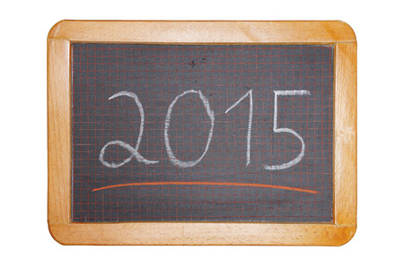 2015 with red underline on chalkboard cut out stock photo picture