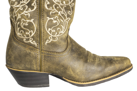 Ein Paar Braune Damen Coyboy Westlichen Stiefel Auf Einem Ein Paar Braune Damen Coyboy Westlichen Stiefel Auf Einem