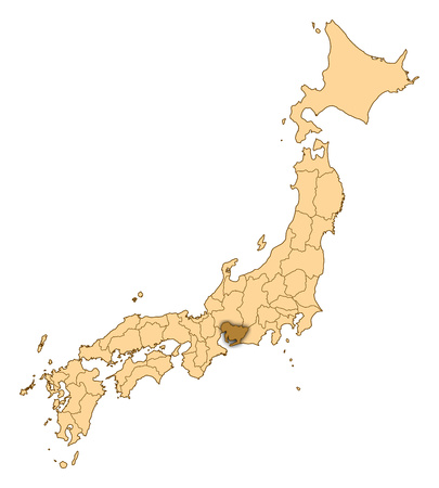 日本地図 地方と愛知が強調表示されます の写真素材 画像素材 Image