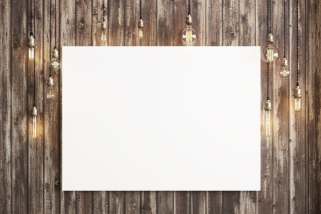 Mock Up Poster With Ceiling Lamps And A Rustic Wood Background Photo Realistic 3d Illustration Mock Up Poster With Ceiling Lamps And A Rustic Wood Background Photo Realistic 3d Illustration