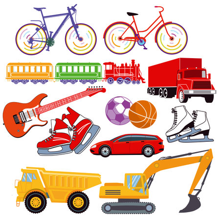 Children's toys set, isolated