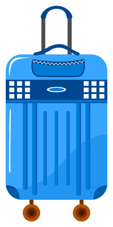 blue suitcase with wheels, travel luggage clip art preview