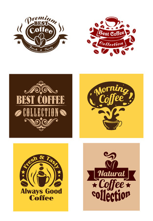 Creative Best Coffee Logos And Banners With Cup Beans For Cafe Restaurant Design Creative Best Coffee Logos And Banners With Cup Beans For Cafe Restaurant Design