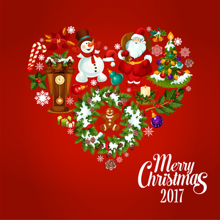 heart created of christmas tree with lights bauble and gift box santa claus - When Was Christmas Created heart created of christmas tree with lights bauble and gift box santa claus - When Was Christmas Created