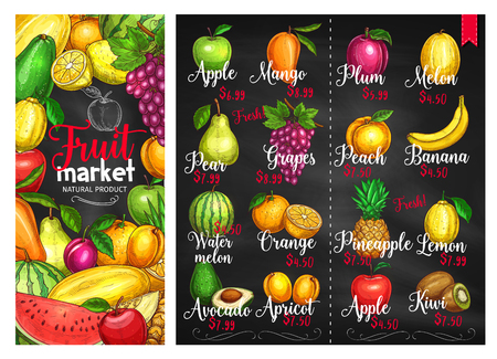fruit chalkboard poster template fruit market price list with