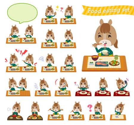 A set of horse girl about meals.it's vector art so it's easy to edit.