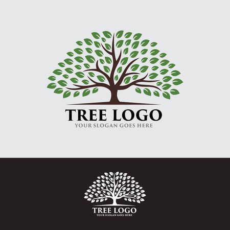 Tree logo illustration. vector silhouette of a tree.