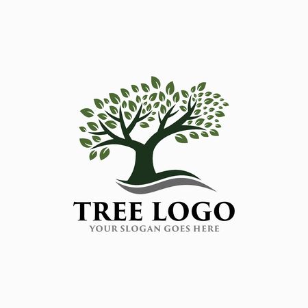 Tree logo illustration. vector silhouette of a tree. Фото со стока