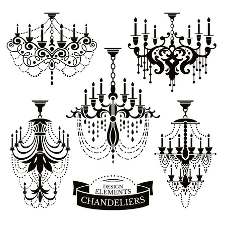 Set Of Chandelier Silhouettes Vector Illustration Set Of Chandelier Silhouettes Vector Illustration