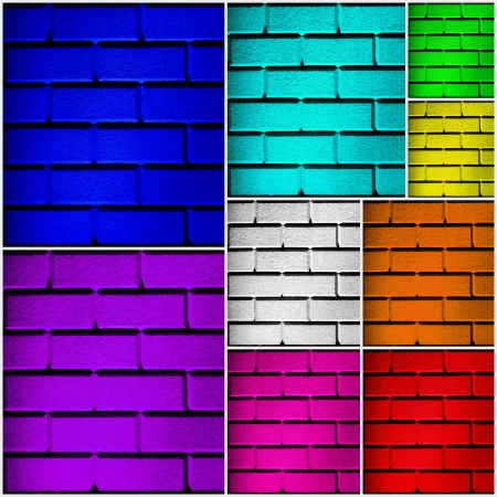 wall collage with 9 colored walls in different sizes and in all