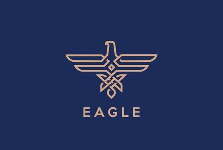 Eagle Abstract Logo design vector template Linear style. Hawk lineart icon. Falcon outline loop jewelry fashion Logotype Heraldic concept.