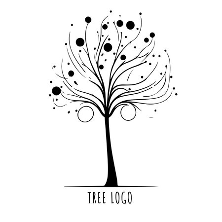 Tree icon concept of a stylized tree with leaves, lends itself to being used with text. vector illustration