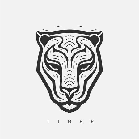 Wild Bengal Tiger Standing Minimal Flat Line Outline Stroke Icon Stock Vector