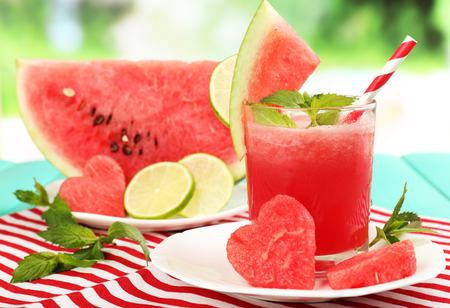 watermelon: Watermelon cocktail on table, close-up