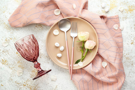 Belle table de pâques sur fond blanc