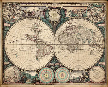 高品質のアンティーク世界地図 - F.の写真素材・画像素材 Image