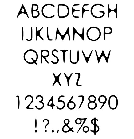 hand crafted retro font alphabet scratch gothic with warm of