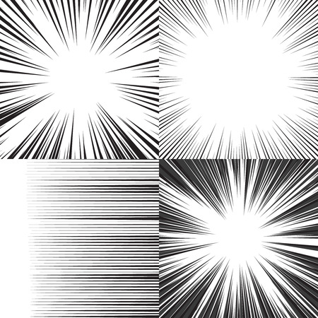 漫画速横線背景設定 4 つの編集可能な画像の のイラスト素材 ベクタ Image