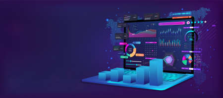 Business analysis and analytics online through the app. dashboard app Zdjęcie Seryjne