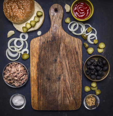 Ingredients For Homemade Burgers With Onions And Garlic Laid Out On Beauteous Homemade Wooden Board Games Ingredients For Homemade Burgers With Onions And Garlic Laid Out On Beauteous Homemade Wooden Board Games