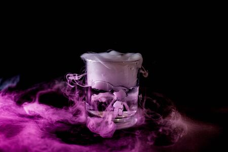 Chemical reaction of dry ice with liquid