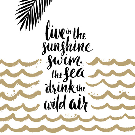太陽の光に住んでいる 海を泳いで 野生の空気 夏の休日や休暇手描きベクター イラストを飲みます 手書き書道の引用 のイラスト素材 ベクタ Image 太陽の光に住んでいる 海を泳いで 野生の空気 夏の休日や休暇手描きベクター イラストを飲みます 手書き書道の引用 のイラスト素材 ベクタ Image