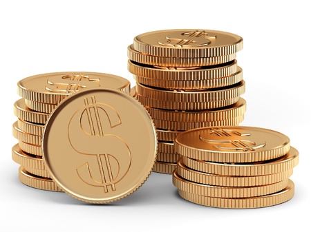 Gold coin: stack of coins on white background Kho ảnh