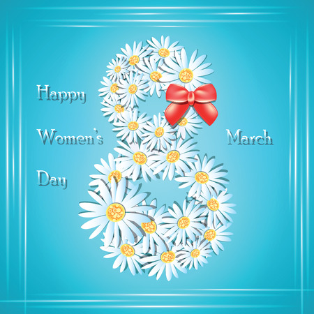 wallpaper International Women s Day: Daisy hoa trên các thiệp chúc mừng cho ngày Womens. Vector hình minh họa.