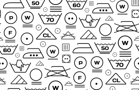 白い背景の上のシンボルを洗浄の洗濯物から作成されたパターン シームレスなイラストのイラスト素材 ベクタ Image