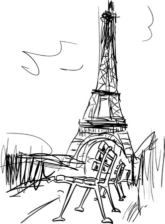 漫画のキャラクター 有名なフランス国定国の青 白と赤の色で パリにあるエッフェル塔のイラスト のイラスト素材 ベクタ Image