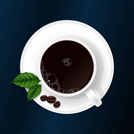 cup with coffee with coffee grains and coffee sheets stock photo coffee sheets