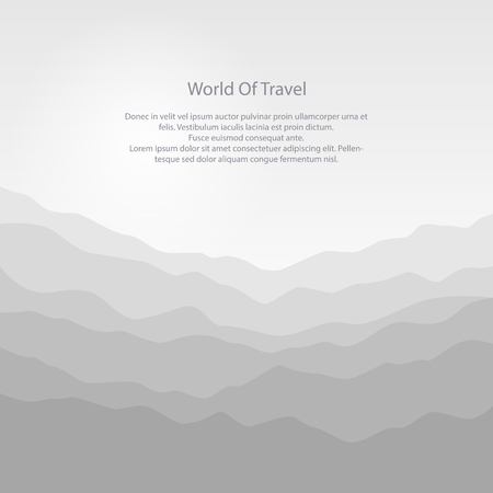 日の出とテキスト 山の朝 霧ふり山脈 波 旅行と観光概念 ベクトル図の灰色の山並みの眺めの山々 のシルエット のイラスト素材 ベクタ Image