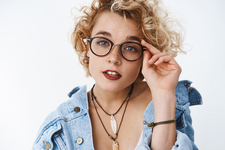 Close Up Shot Of Silly And Cute Tender Young Female Journalist
