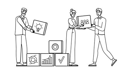 teamwork black and white building blocks clip art preview